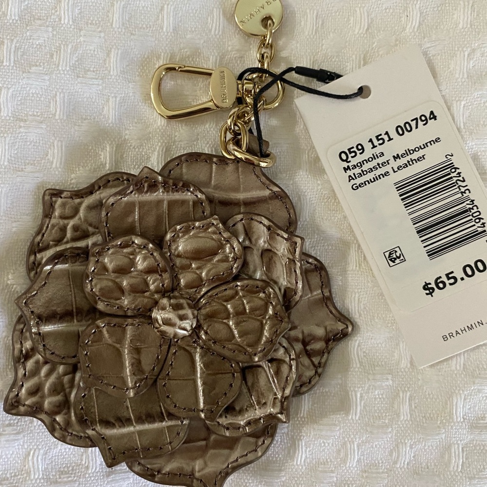 NEW Brahmin Set of 5 Bag Charm Bundle Magnolia Melbourne Leather Key Fob Chain - Picture 7 of 7